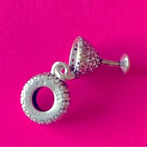 Used 925 sterling silver cocktail glass bracelet charm.